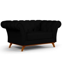 Sofá 2 Lugares Para Sala de Estar Império 150 cm D02 Veludo Preto C-300 - Lyam Decor