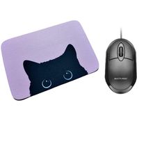 Combo Mouse Multilaser Preto Mo300 + Mouse Pad Cat Rosto