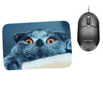 Combo Mouse Multilaser Preto Mo300 + Mouse Pad Gato Mesa