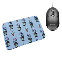 Combo Mouse Multilaser Preto Mo300 + Mouse Pad Sorvete Rosa