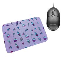 Combo Mouse Multilaser Preto Mo300 + Mouse Pad Doce Refri