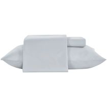 Jogo Cama Casal 4 Pç Poliéster Toque de Seda Cinza Jolitex