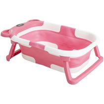 Banheira de Bebe Compacta Dobravel Termometro Kiddo Koala Rosa