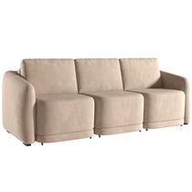 Sofá Cama para Sala de Estar 3 Lugares 246cm Montserrat K01 Veludo Bege - Lyam Decor