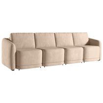 Sofá Cama para Sala de Estar 4 Lugares 356cm Montserrat K01 Veludo Bege - Lyam Decor
