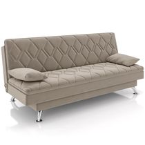 Sofá Cama para Sala de Estar Quarto 193cm Lia M03 Veludo Bege - Lyam Decor
