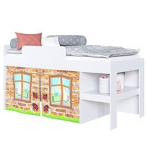 Cama Elevada Com Cortina Imaginação Meu Fofinho A05 Branco - Mpozenato