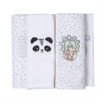 Fralda Soft Bainha Bordada 5 Un Panda Papi Friends 80x80cm