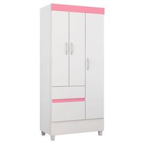 Guarda Roupa Infantil Wind Branco Rosa Flex - Demóbile