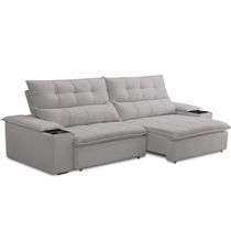 Sofá Retrátil Reclinável Para Sala de Estar Living 230cm Ártico F04 Veludo Cinza - Lyam Decor