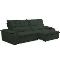 Sofá Retrátil Reclinável Para Sala de Estar Living 230cm Ártico F04 Veludo Verde - Lyam Decor