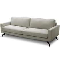 Sofá 3 Lugares Para Sala de Estar Living Industrial 270cm Trento L06 Couro Pérola - Lyam Decor