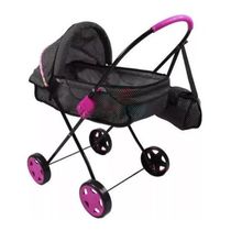 Carrinho De Boneca Xikitinha Com Bolsa Preto E Rosa
