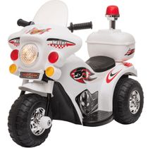 Moto Eletrica Infantil Shiny Toys Motorcycle Policia 6V Branco