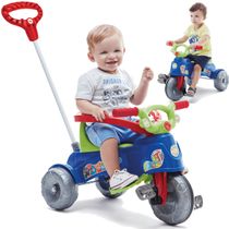 Carrinho de Passeio e Pedal para Bebe Calesita Tatetico Azul