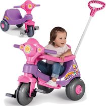 Triciclo de Passeio e Pedal para Bebe Calesita Velocita Lilas