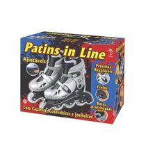Patins InLine Ajustável C/ Acessórios 34/37 Prata AD01 Fenix