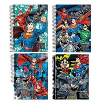 Caderno Liga da Justiça Espiral 80Fls Heróis DC Original