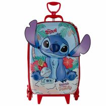 Mochila 3D de Rodinhas Infantil - Disney Stitch - Praia - Maxtoy