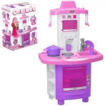 Kit Cozinha Infantil Rosa Bancada e Fogãozinho infantil com Acessórios Pais e Filhos