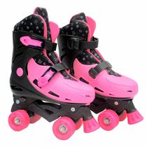 Patins Quad - Roller Ajustável - 37 a 40 - Pink Glitter - DM Radical