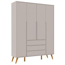 Guarda Roupa Infantil Retrô Clean 4 Portas Cinza Eco Wood - Matic