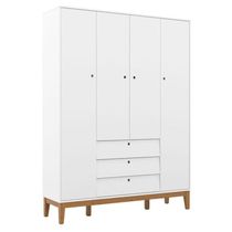 Guarda Roupa Infantil 4 Portas Unique Branco Soft Eco Wood - Matic