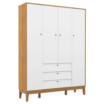 Guarda Roupa Infantil 4 Portas Unique Freijó Branco Soft Eco Wood - Matic