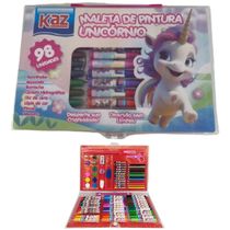 MALETA DE PINTURA UNICÓRNIO - 98 PEÇAS - KZ913F - KAZ