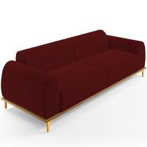 Sofá 03 Lugares Para Sala de Estar Kiev 210 cm D02 Veludo Marsala C-278 - Lyam Decor