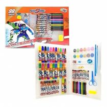 Kit Escolar Estojo para Desenhos Canetinhas e Lápis 98 Peças Hero Squad