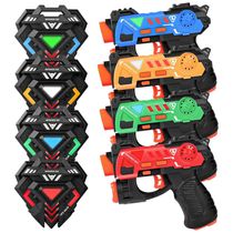 Conjunto de Pistola de Brinquedo com Laser Tag, 4 Pistolas e 4 Coletes Infravermelhos para Crianças de 4 a 12 Anos, KIZJORYA, Colorida