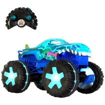 Carro de Controle Remoto Monster Trucks RC Mega Wrex Alive em Escala 1:15 e 3 Modos, Hot Wheels, Azul