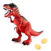 Dinossauro de Brinquedo que Anda Faz Sons e e Bota Ovo Vermelho