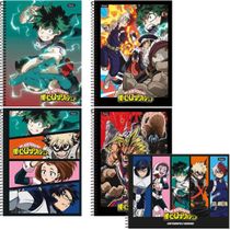 Kit 4 Caderno Espiral My Hero Academia + 1 Caderno Desenho