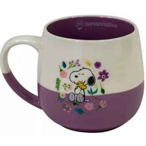 Caneca Maggie Snoopy Peanuts Floral Em Cerâmica 400mL Original, Zona Criativa, Xícara De Café