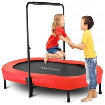 Cama Elastica Infantil com Diâmetro e Corrimão Ajustável para até 100 kg, ANCHEER, Vermelho