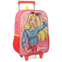 Mochila De Rodinhas Da Barbie Escolar Vermelha Rosa - Luxcel