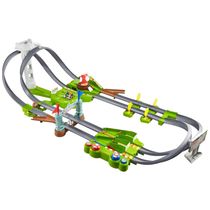 Pista Hot Wheels Mario Kart Circuit com 2 Veículos, Inclui Booster e Karts do Mario e Yoshi, Playset de Corrida