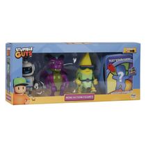 Stumble Guys Série 2 - Pack com 4 Figuras - Stumblebot Mk3, Dusk Bragon, Super Banana e Surpresa - Multikids