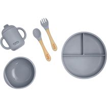 Kit Alimentação em Silicone com Ventosa - Cinza - Freso Baby