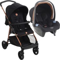 Carrinho de Bebe com Bebe Conforto Burigotto Lui Preto Cobre