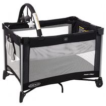 Berço Cercado Portátil com Barra de Brinquedos e Rodas, Graco, Preto