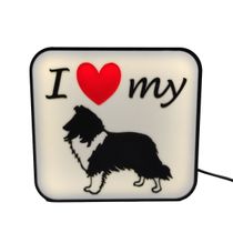 Luminária Pastor de Shetland Pet Cachorro Led Abajur Mesa 3D com Fonte