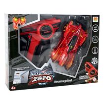 Carrinho Gravidade Zero Vermelho Luz Guia Controle Remoto Anda na Parede DM Toys