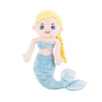 Boneca Sereia Pelúcia Azul Loira 37cm