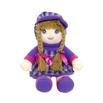 Boneca de Pano Xadrez Roxo Com Chapéu 54cm