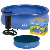 Piscina Inflável 3.400 Litros Circular 270cm PVC com Bomba Capa Azul Mor