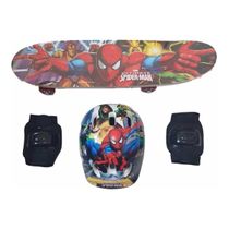 Skate Infantil Homem Aranha 61cm + Capacete + Joalheira