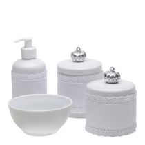 Potes, Molhadeira e Porta Álcool-Gel Com Capa Coroa Prata
